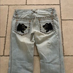Dolce and Gabbana gold studded tiger jean. Size 40